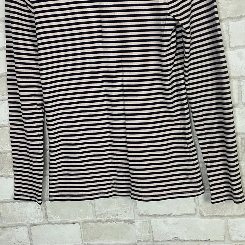 J. Crew Striped Ribbed Long Sleeve Tee Size M